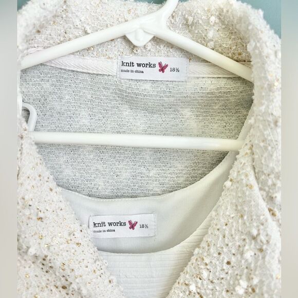 Knit Works Formal Eggshell White Sequined Dress with Matching Jacket Plus 18.5 - Picture 7 of 9